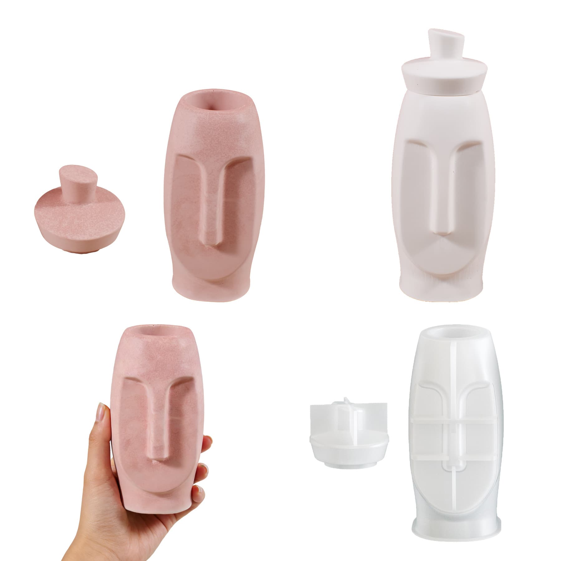 New Cross-Border Abstract Face Storage Bottle Resin Silicone Mold, Epoxy DIY Facial Art Vase Decoration