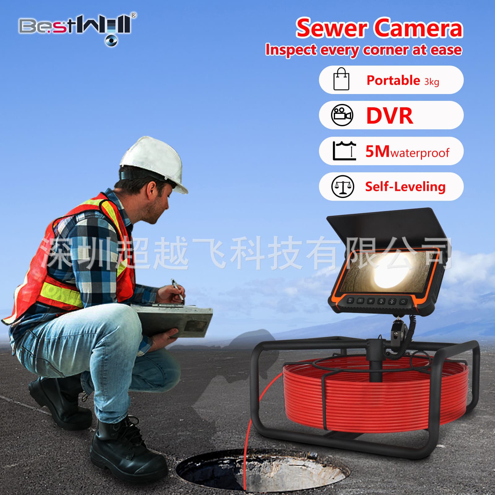 Portable Industrial Borescope HD Video Endoscope for Underground Pipe Network Cable Fault Location Non-Destructive Detection