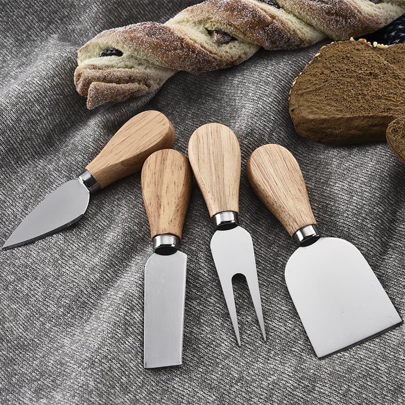 Cross-border oak handle stainless steel cheese knife kitchen butter and cheese knife household cake and butter knife and fork gift set