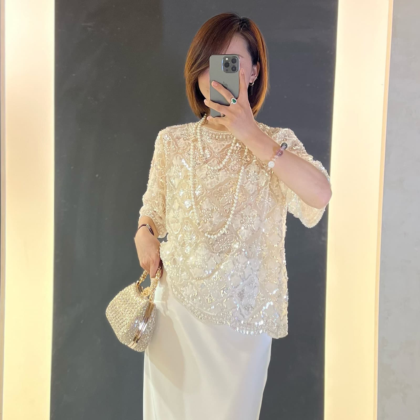 2026 new style gentle, elegant and versatile fashionable beaded sequin short-sleeved top 92322026 new chiffon shirt