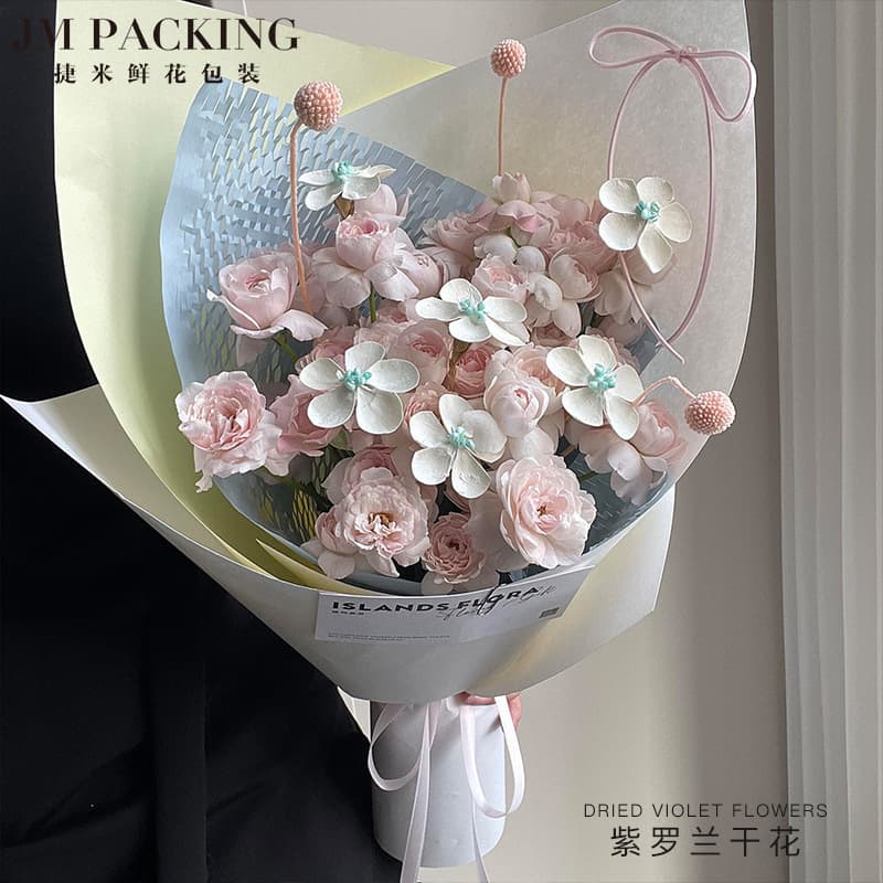 Violet Dried Flowers Preserved Flowers Artificial Flowers Shop Supplies High-End Faux Flowers Pine Branch Floral Bouquet Wrapping Materials