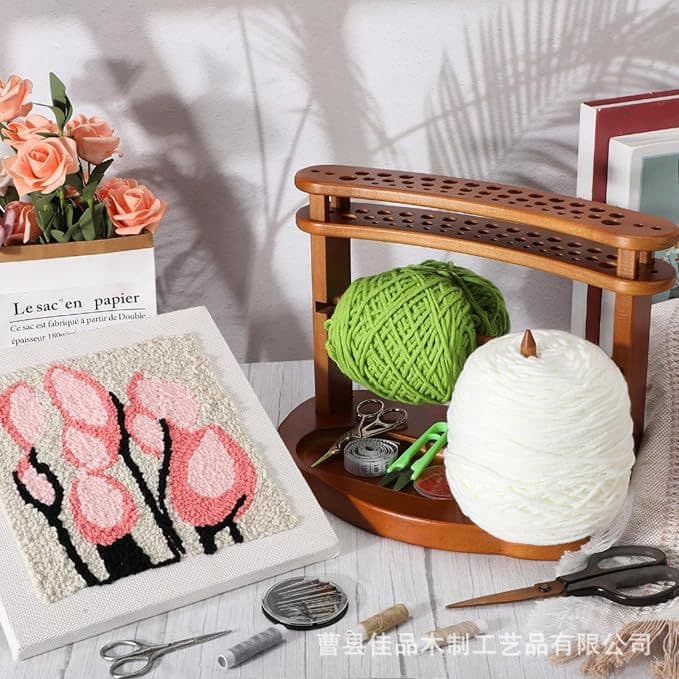 Cross-border Wooden Desktop Yarn Dispenser Multifunctional Crochet Thread Spool Storage Rack Hand Sewing Yarn Holder