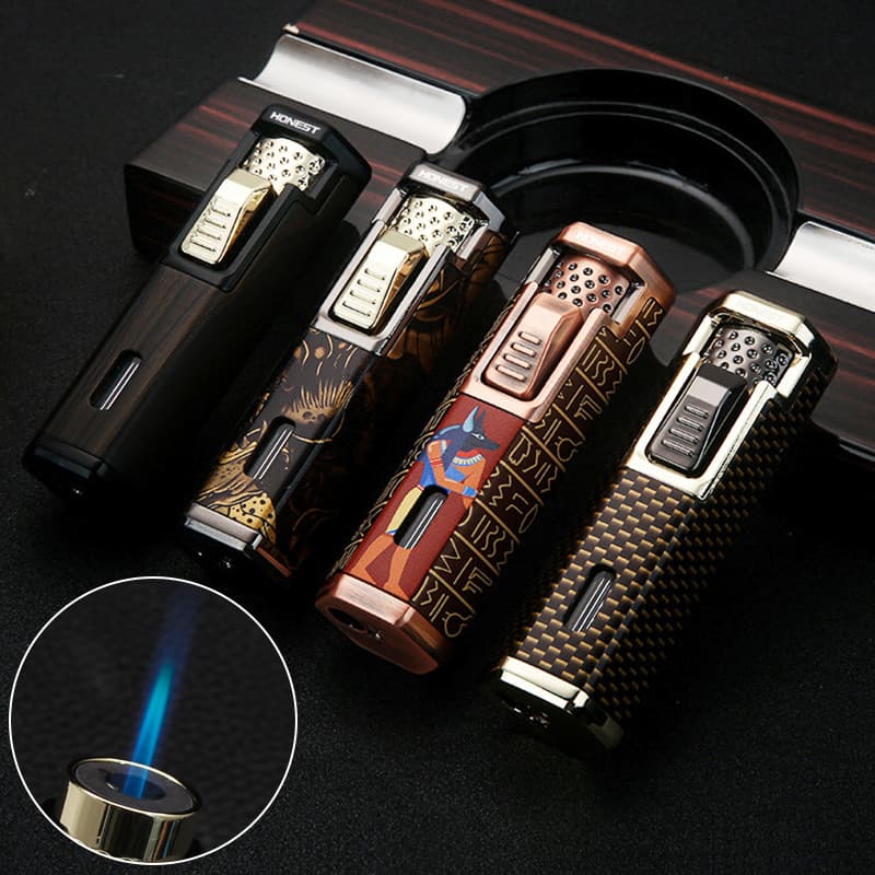 Baicheng Qifa 1 Retro Straight-Through Metal Windproof Lighter with Visible Air Window, Inflatable Cigarette Lighter, Cigarette Set Wholesale
