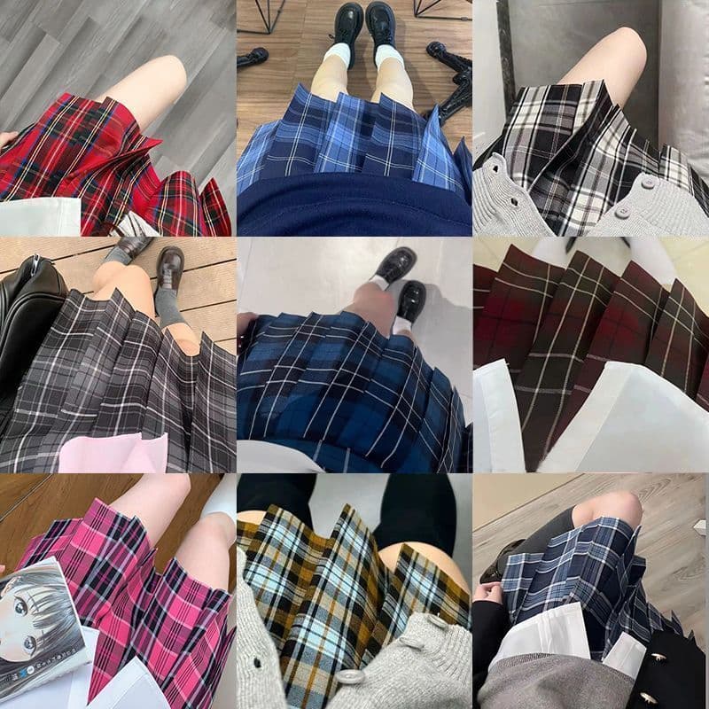 Japanese-style JK plaid skirt collection, original JK plaid skirt, student JK uniform, campus ready-made fabric academic pleated mini skirt.