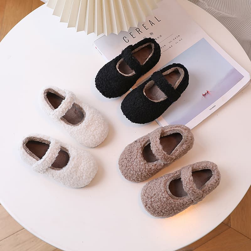 French Style Fuzzy Shoes 2025 Autumn/Winter New Korean Version Girls' Plush Princess Shoes Soft Sole Boba Shoes Cotton Shoes