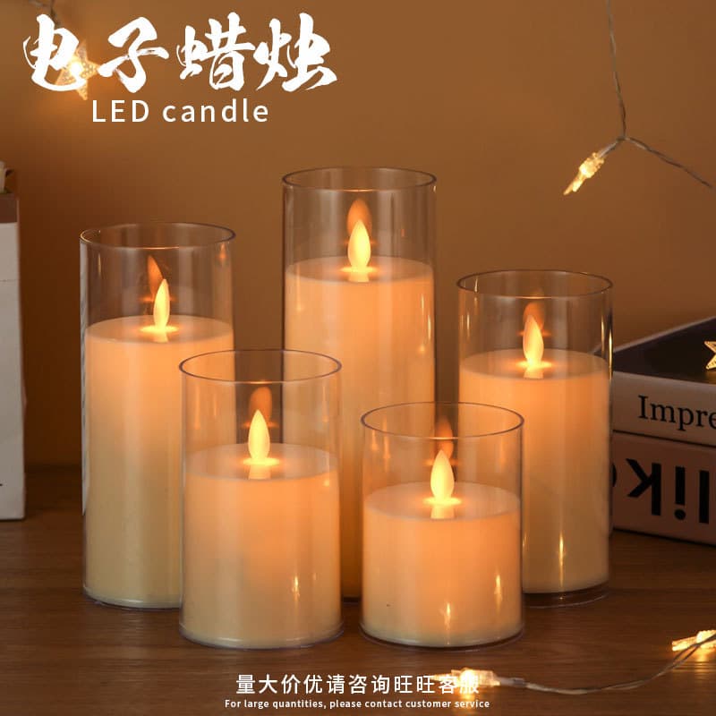 Remote Control LED Electronic Candle Swinging Acrylic Glass Cup Candle Christmas Birthday Wedding Artificial Candle Style LED Light