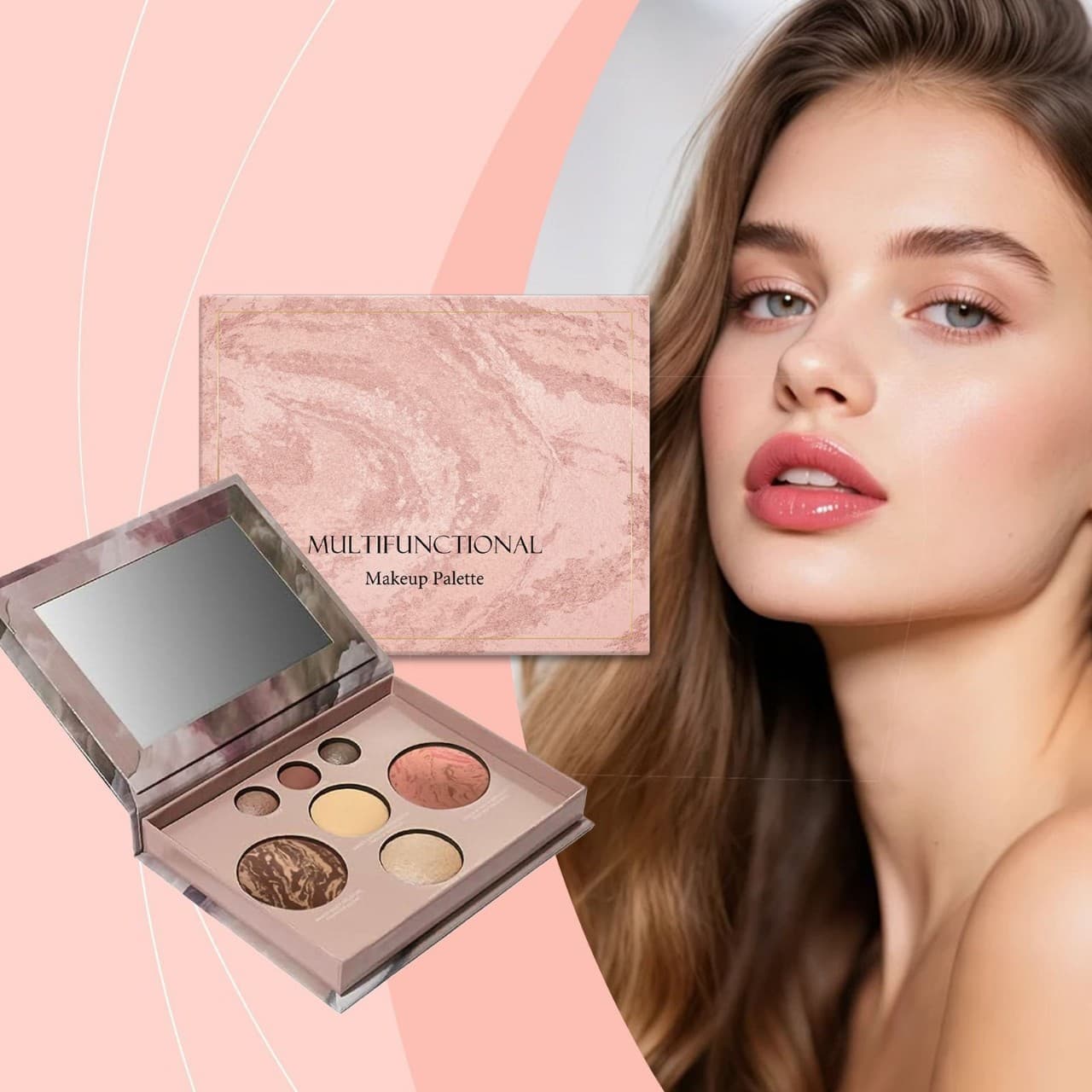 Multifunctional Makeup Palette, Eye Shadow, Contouring Blush and Highlighter, Multi-Purpose Daily Portable Makeup Palette