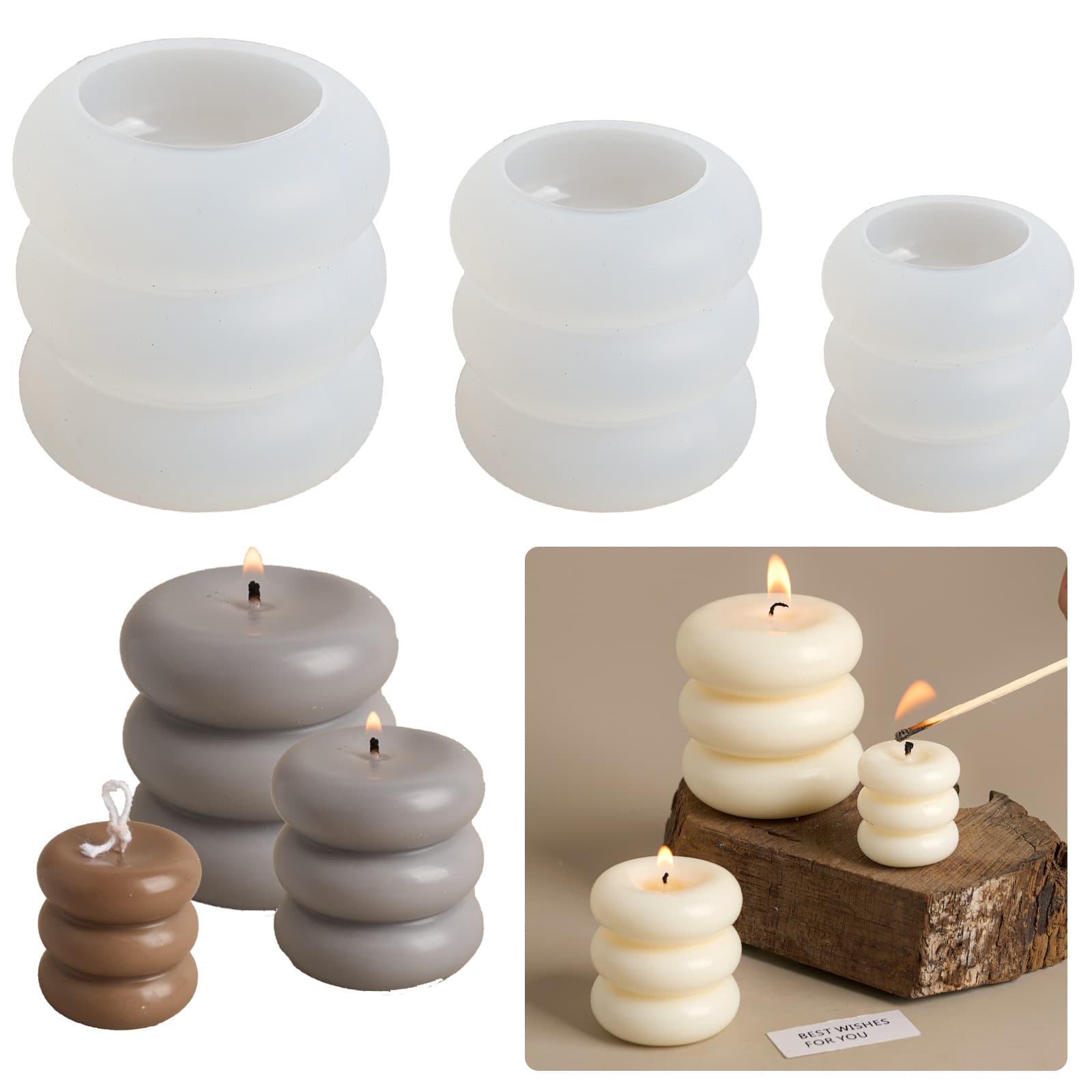 Three-Layer Round Stacking Candle Mold DIY Scented Candle Making Pillar Candle Stock Wholesale