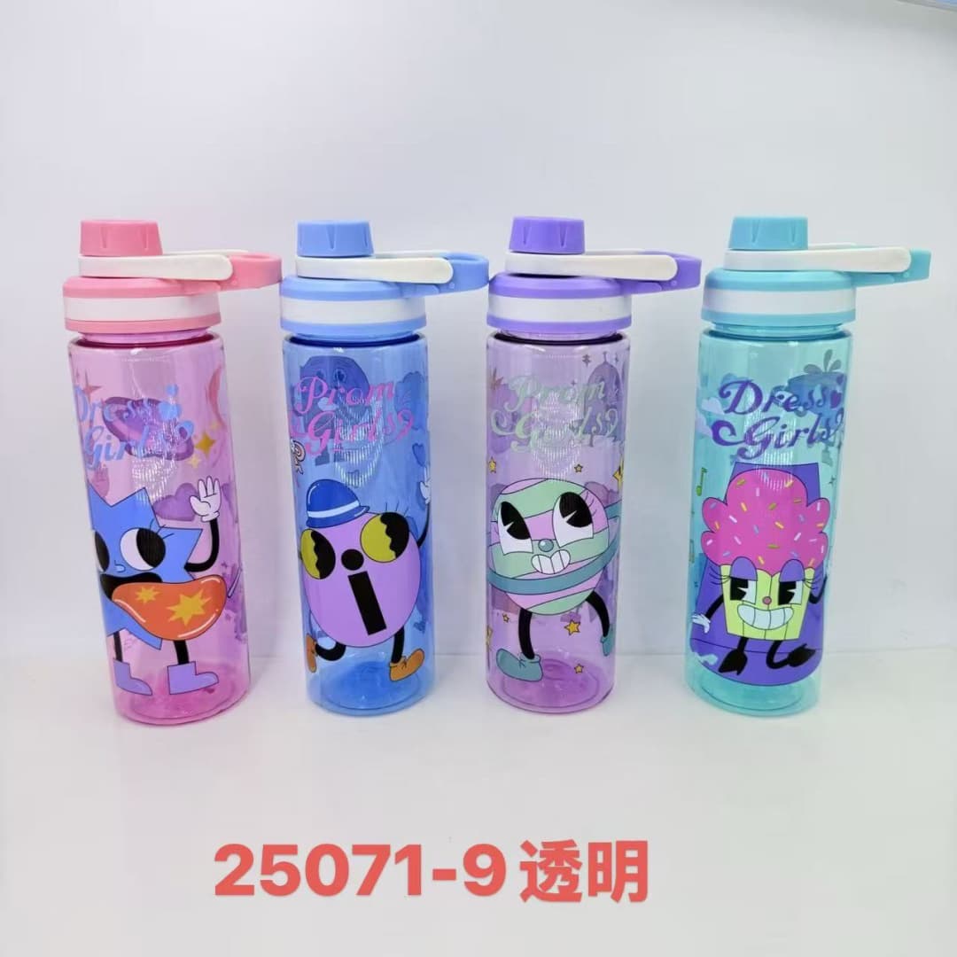 671 foreign trade cross-border cartoon printed straw kettle large capacity bouncing transparent plastic water cup space cup