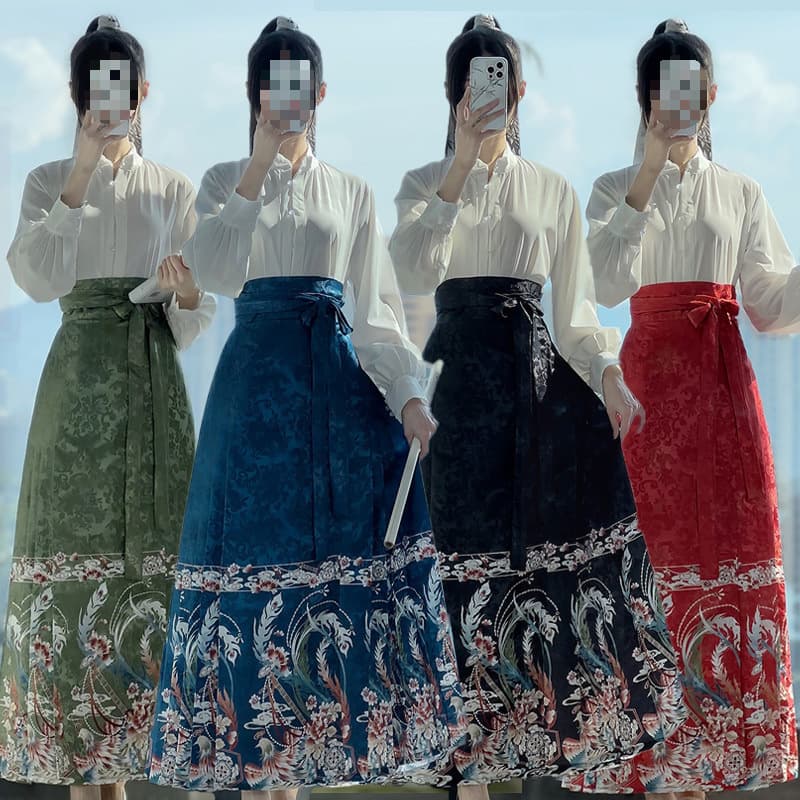 Hanfu Women's Stand Collar Chinese Style Daily Printed Horse-Face Skirt Authentic Manufacturer Direct Factory Direct Cross-Border AliExpress