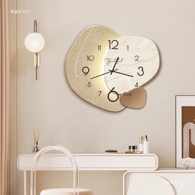 Nordic Minimalist Home Decorative Clock, No-Drill Wall Clock, Silent Wall Clock for Living Room, Creative Design