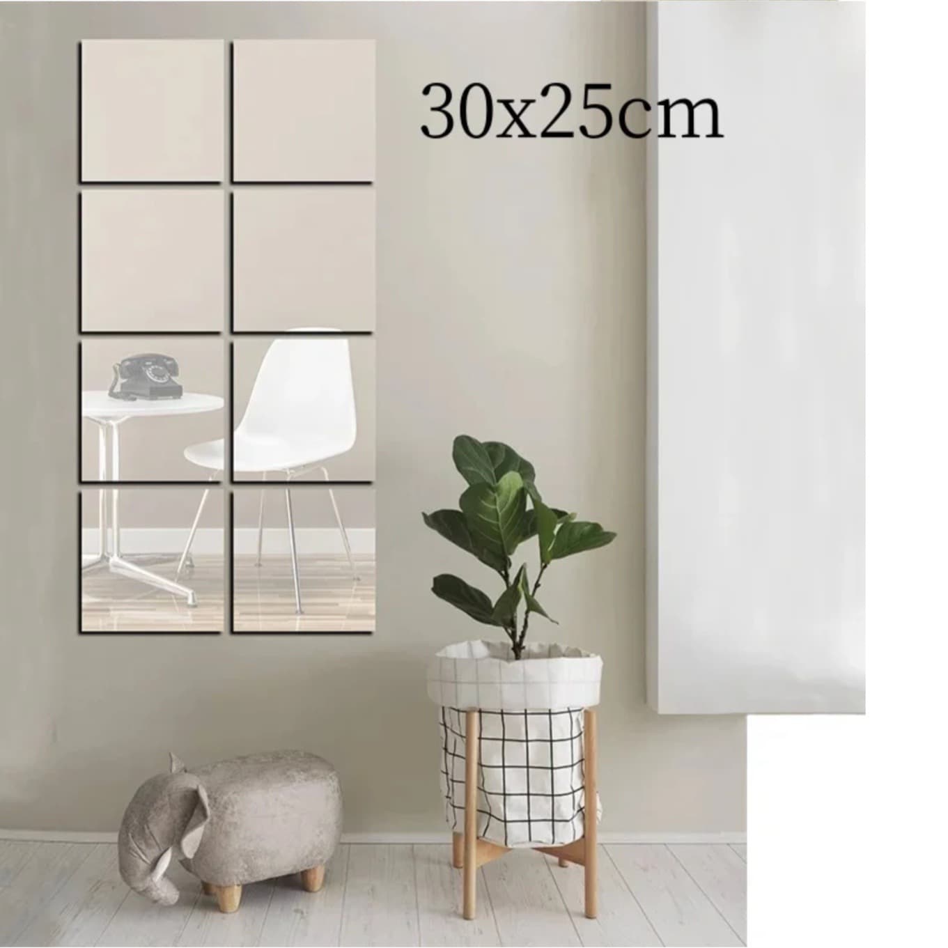 Acrylic mirror bedroom bathroom wall sticker mirror self-adhesive dressing mirror home decoration mirror 25x30cm