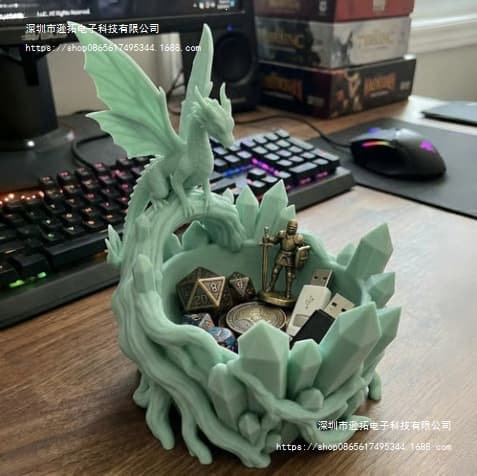 Cross-Border New Product Dragon Shaped Storage Bowl 3D Printed Dragon Storage Bowl Green Pink