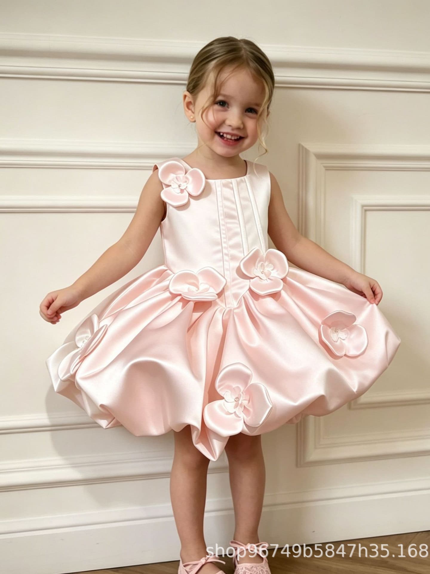 INS Cross-border Amazon Children's Formal Dress, European and American Host Piano Performance Dress for Girls, Birthday Banquet Wedding Gown