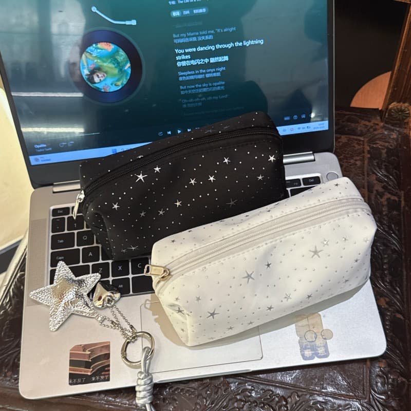 Korean style ins style star pen bag simple portable canvas cosmetic bag female student high-looking large-capacity stationery box