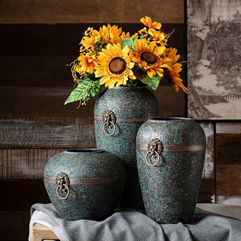 Jingdezhen New Chinese-style Retro Aged Zen Entryway Living Room Home Ornament, Dry and Fresh Flower Ceramic Vase