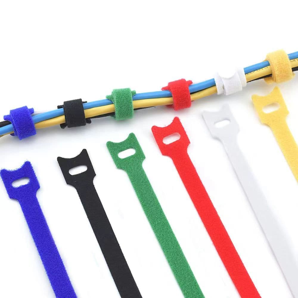 Hook and loop cable ties, self-adhesive back-to-back T-type data and wire management straps, cat head bundling ties.