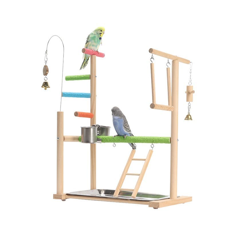 Parrot Perch with Foot Chain, Ladder, Nail Grinding, Interactive, Solid Wood, Pepper Wood Bird Stand