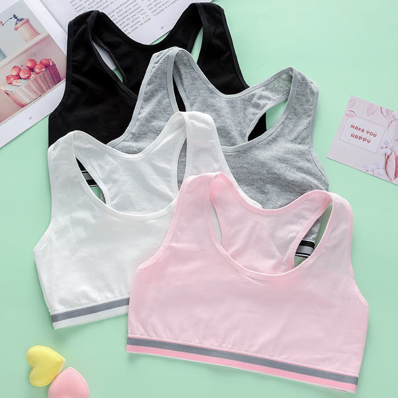 Bras for Female Students in Development, Sports Tops for Middle Schoolers, Pure Cotton Anti-Nipple Show for 12-14-16 Year Olds
