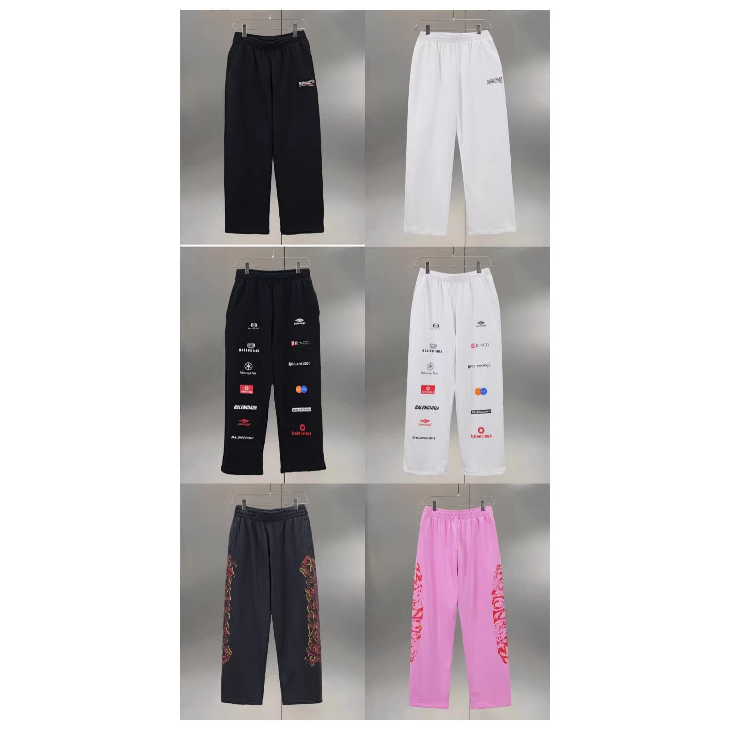 High-quality cross-border trendy brand B 25SS new cola wave embroidery pants, simple casual loose wide-leg pants