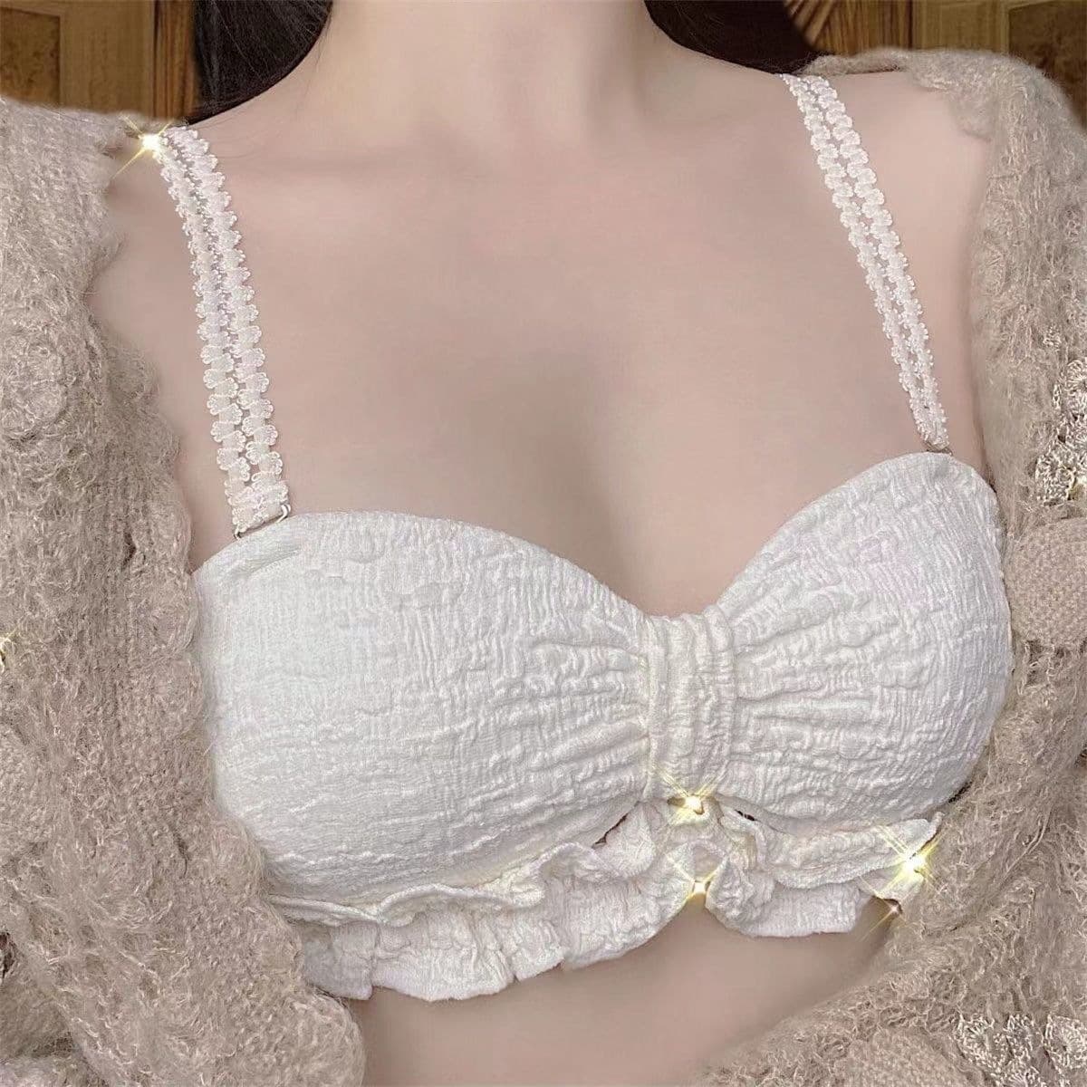Pure and Sweet French Style Bra Set for Small Busts, Cute Teenage Girls, Comfortable Wire-Free, Anti-Sagging, No Gap