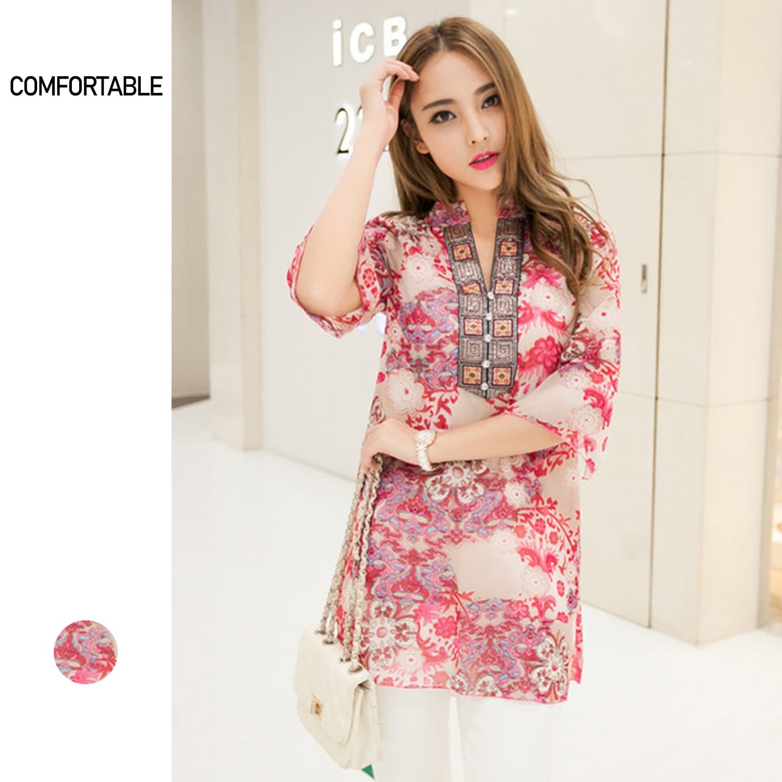 eBay Amazon Independent Site Europe-US Cross-Border Hit Women's Ethnic Style Dress Chiffon Top Sun Protection Cool Clothing