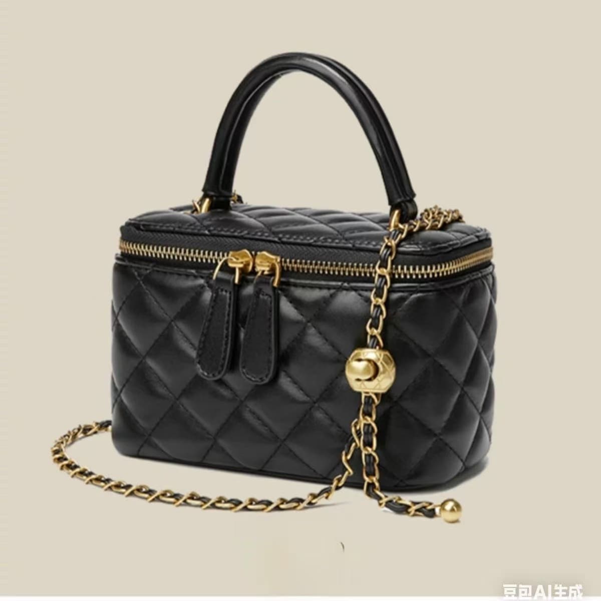 Tweed Style Quilted Chain Small Square Bag for Women 2024 New Versatile Gold Ball Lipstick Bag Shoulder Bag
