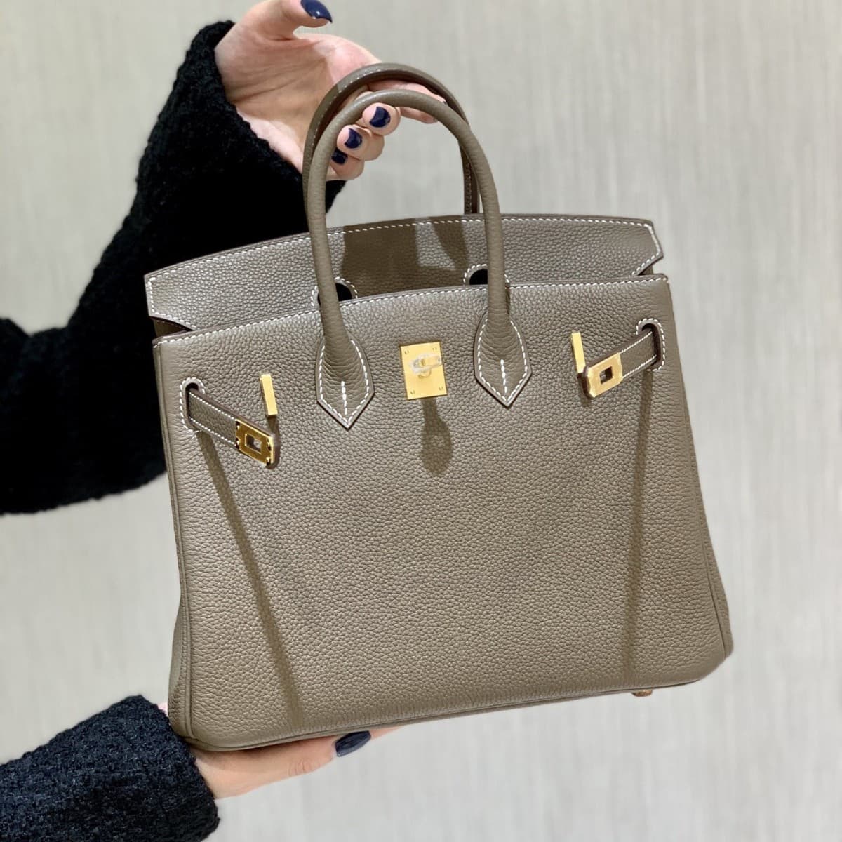 Top-Grain Lychee-Textured Leather Platinum Bag Handbag for Women Casual Versatile Shoulder Crossbody Handbag Versatile Casual