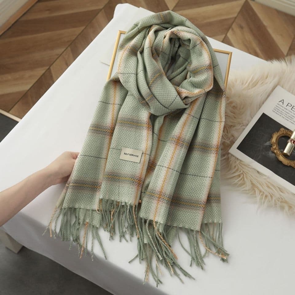 Autumn Winter New Warm Winter British Style Versatile Student Couple Scarf Shawl Classic Plaid Scarf Women's Korean Style