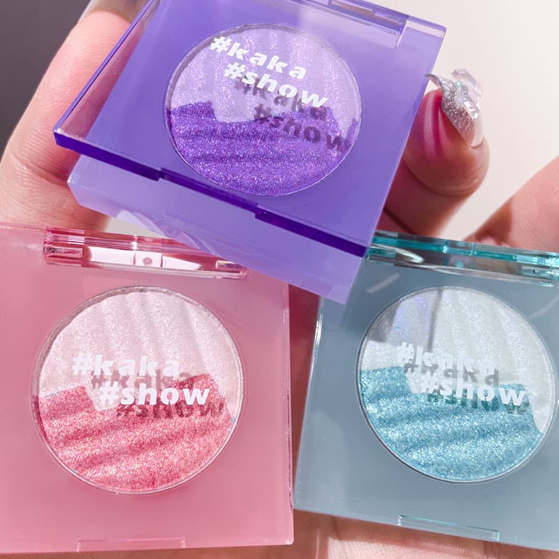 kakashow Aurora Dual-Color Highlighter Palette Chameleon Highlighter & Contour All-in-One Palette Pearlescent Glitter Eye Makeup Brightening