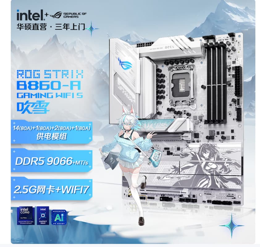 STRIX B860-A GAMING WIFI S ROG Strix Gaming Snow White Motherboard Supports CPU Others