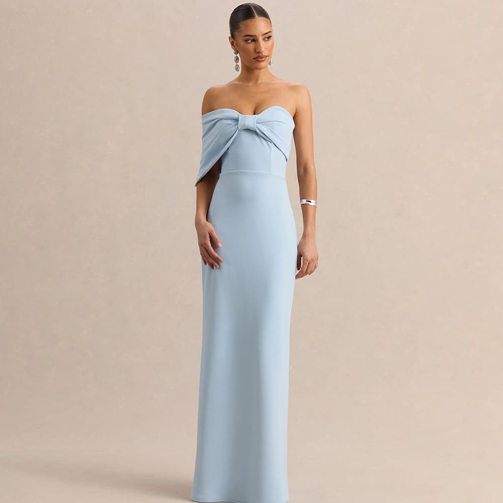 2026 Summer New Elegant One-Shoulder Bow Decorated Split Dress Amazon Dropshipping