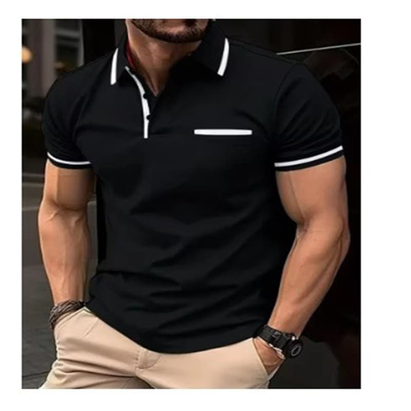2026 Fashion Amazon New Cross-border Men's Casual POLO Shirt Lapel Button Pocket Men's Sports Polo Shirt