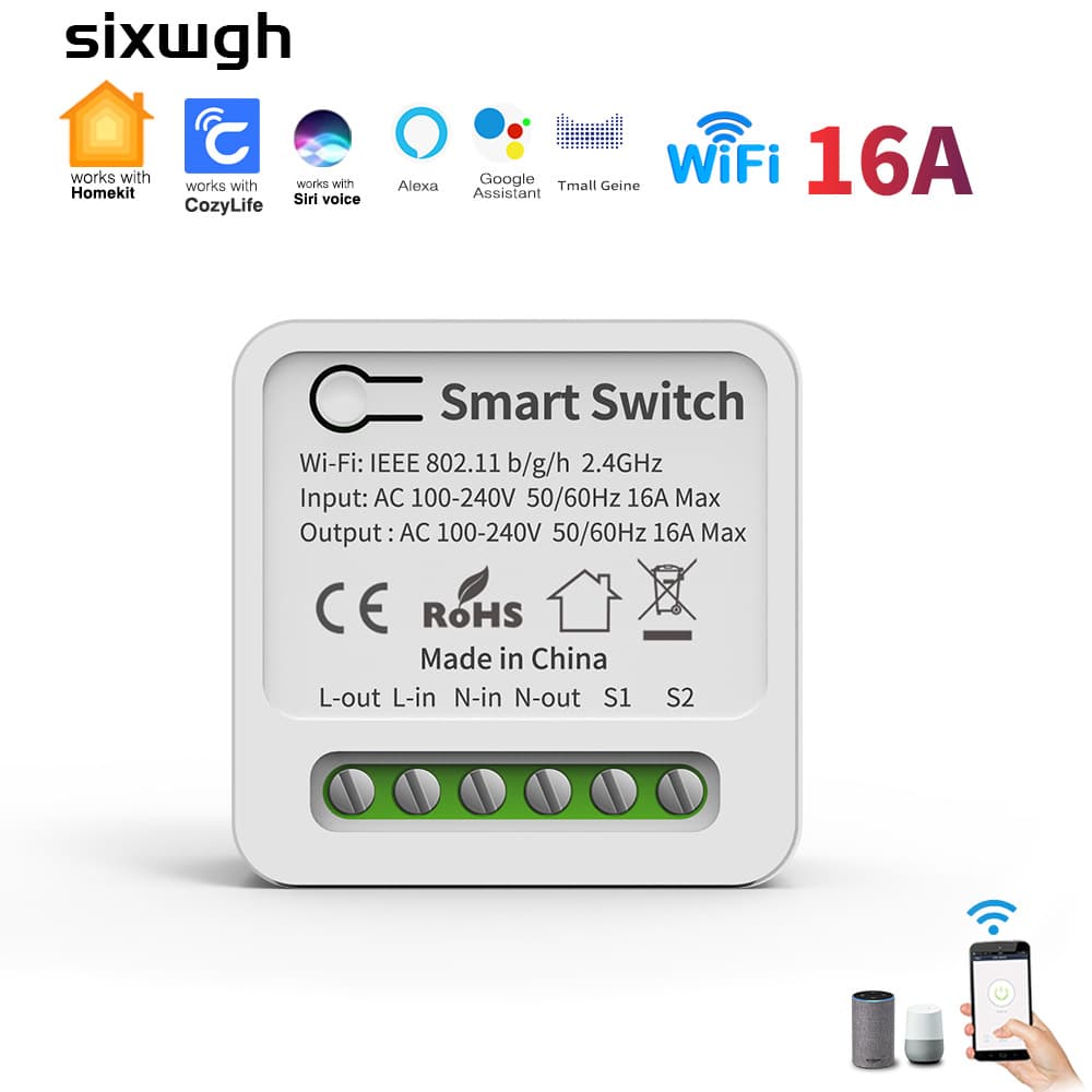 WHD08-Homekit Switch Wireless 16A App Voice Control Timer In-wall Switch Overload Protection