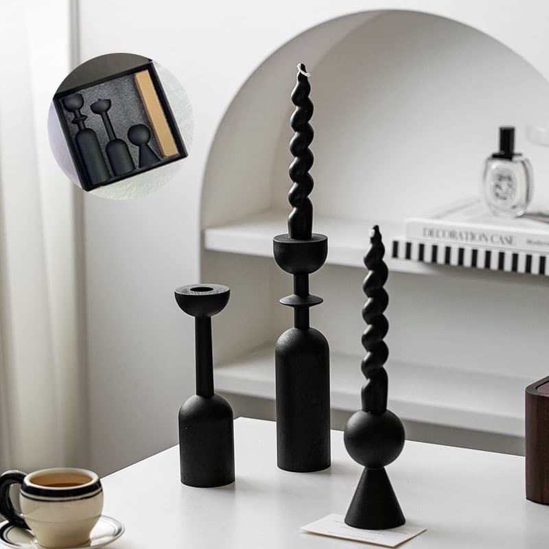 Cross-border Home Decorative Candle Holder Modern Minimalist Black Candle Stand Showroom Ornament Creative Living Room Decor
