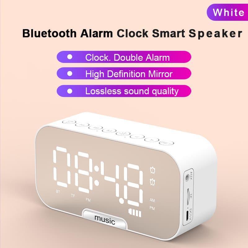Curated Cross-Border Clock Speaker Bluetooth Speaker Gift Clock Alarm Smart Speaker Heavy Bass Plug-in Card Small Speaker