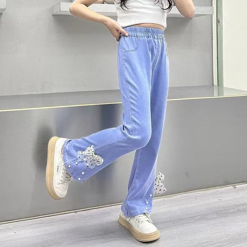 Girls' pants summer 2025 new children's anti-mosquito pants summer wear skin-friendly soft thin outer wear Tencel jeans