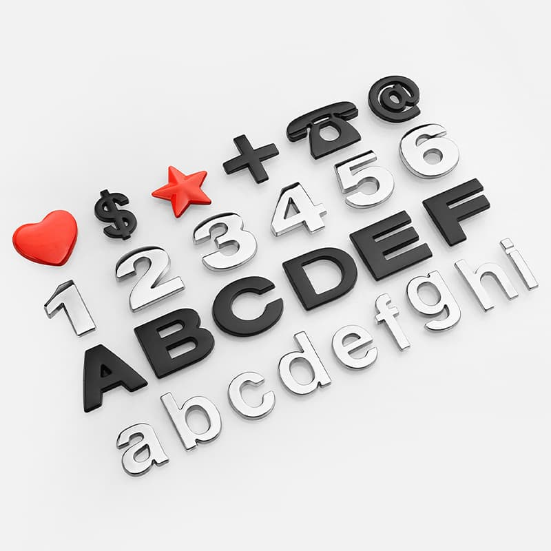 Car Modification Rear Emblem 26 English Letters and Numbers Metal Displacement Badge Personalized Body Decoration Funny Car Sticker