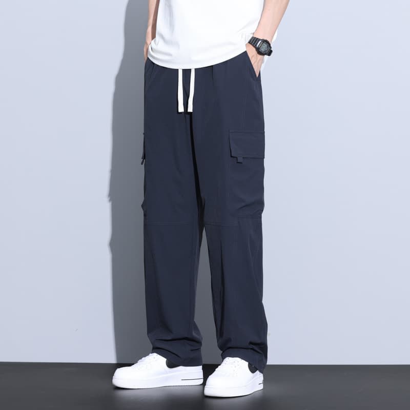 Summer Hot Sale Ice Silk Casual Pants for Men, New Lightweight Loose Breathable Cargo Pants, Wide Leg Casual Pants