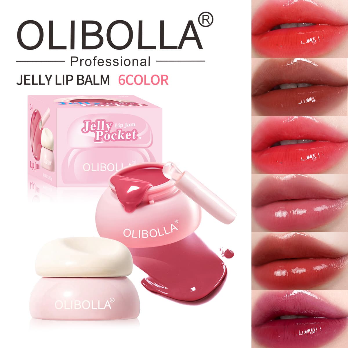 Cross-border Cosmetics OLIBOLLA Water Gloss Jelly Lip Gloss Pot Mirror Lip Gloss Lip Lacquer Non-fading Non-stick Cup In Stock