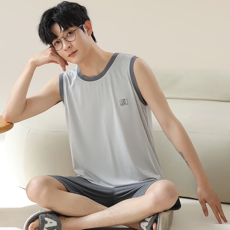 Thin Sleepwear Men's Summer Modal Vest Wearable Outside Comfortable Plus Size Homewear Set