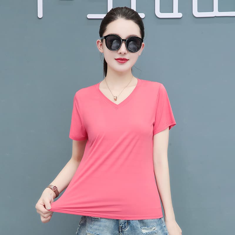 Cross-border Plus Size Women's Short Sleeve Ice Silk T-Shirt Casual Summer Quick-Dry White Undershirt Dropshipping 2311A