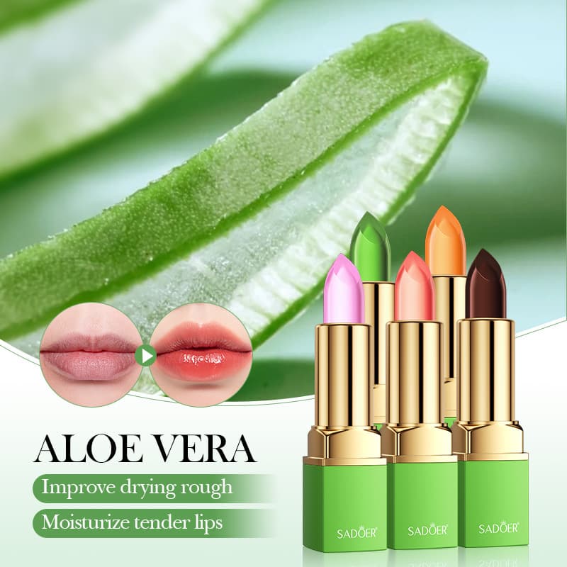 Cross-border makeup lipstick SADOER aloe vera jelly temperature-changing lipstick glossy long-lasting Lipstick all English