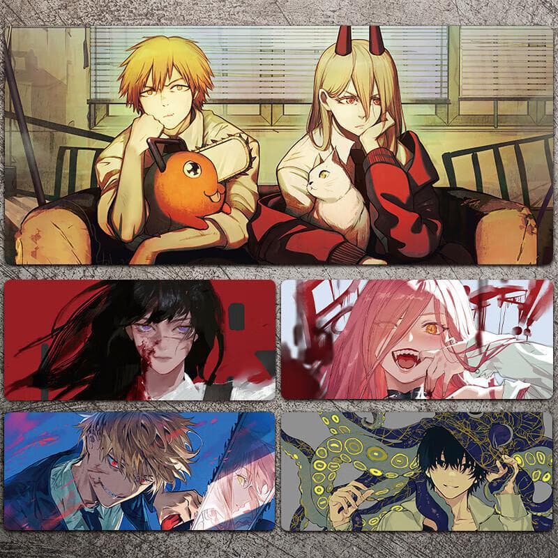 Chainsaw Man Mouse Pad Extra Large Anime Two-Dimensional Boys and Girls E-Sports Game Computer Keyboard Edge-locking Desk Pad