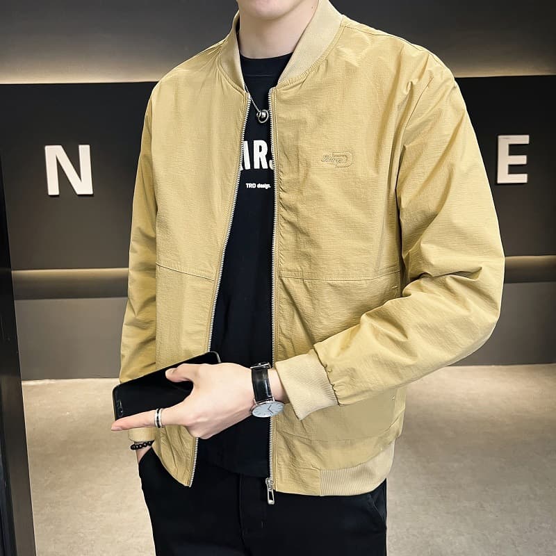 2025 New Baseball Collar Jacket Men's Spring and Autumn Korean Style Casual Jacket Solid Color Simple Autumn Top New Style