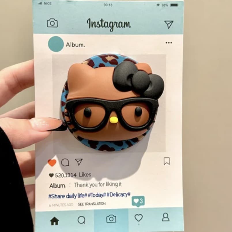 Blue Brown Leopard Print Glasses Kitty Magnetic Holder Compatible with MagSafe Phone Strong Magnetic Desktop Stand for Lazy Users