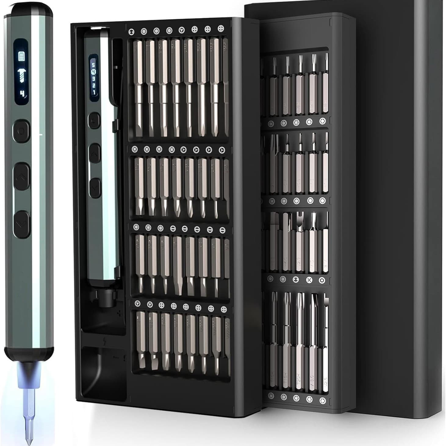 Cross-border 68-piece Electric Screwdriver Set with Screen Display, Rechargeable, Small Precision Repair Power Screwdriver Tool Kit