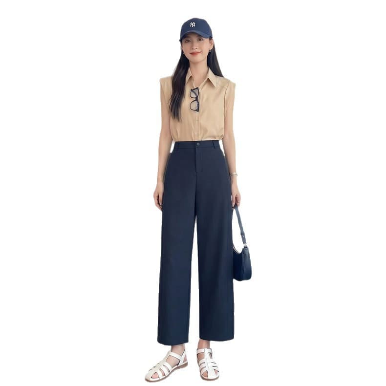 [Sanfutian Sea Salt Paper Pants] Petite 2026 Summer New Lightweight Japanese Style Women's 8-9 Length Casual Pants