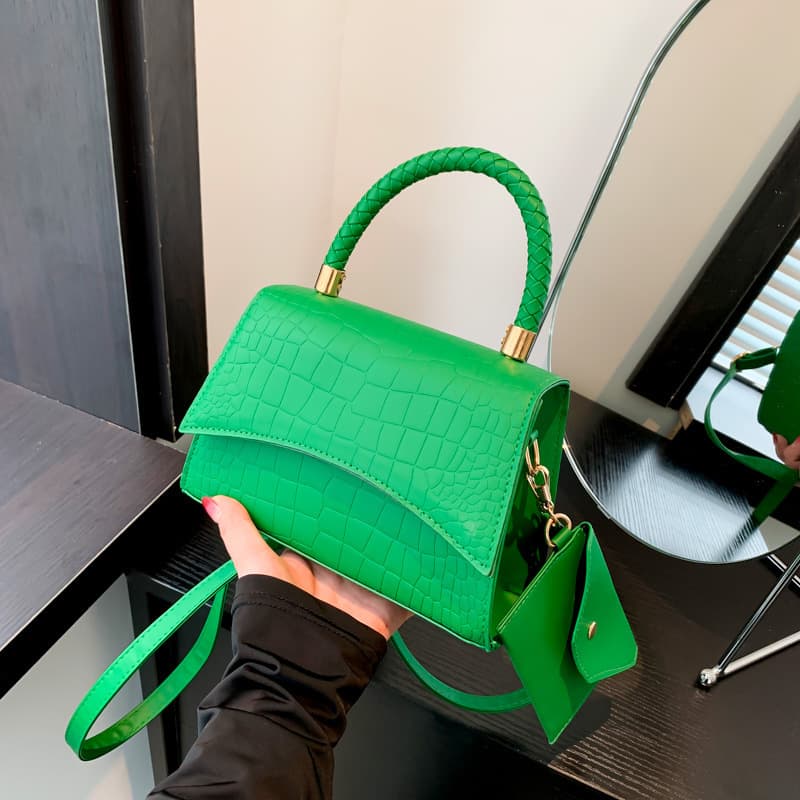 Crocodile Pattern Woven Handbag Small Square Bag for Women 2026 New Spring Mother-Child Crossbody Bag Textured Shoulder Bag