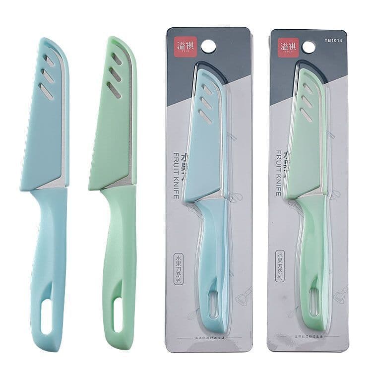 Stainless Steel Folding Fruit Knife Portable Mini Knife with Sheath Home Use Plastic Handle And Blade Length of 10cm